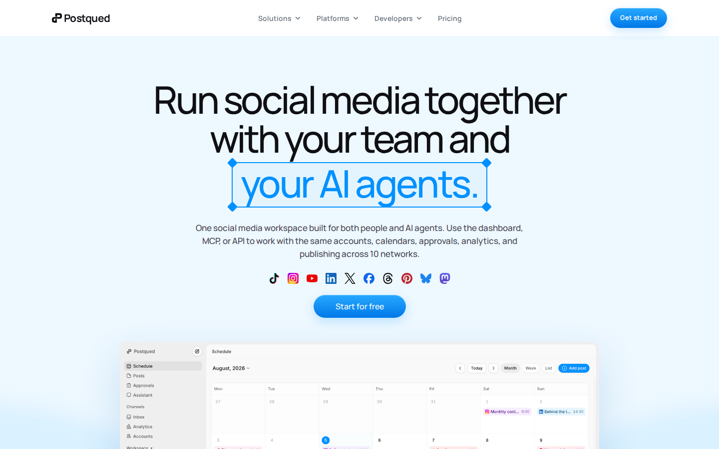 Postqued social publishing workspace